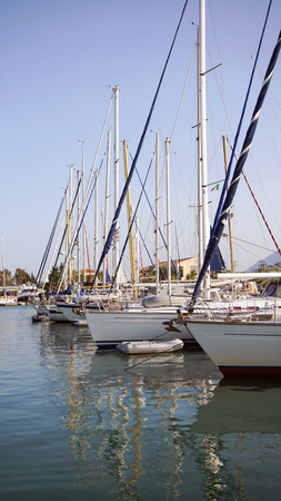Beautiful sailboats in the portの写真素材