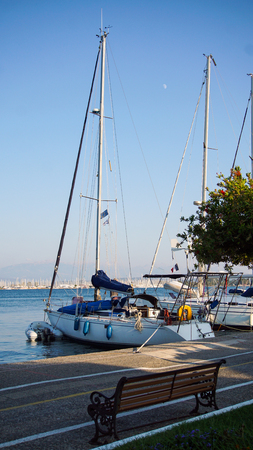 Beautiful sailboats in the portの写真素材