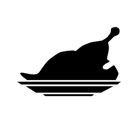 A Vector flat chicken on plate icon isolated.のイラスト素材