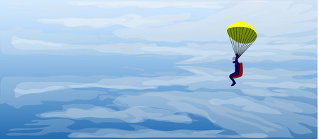 Jet pilot catapulting from flight down the sky.のイラスト素材