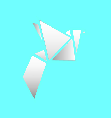 Logo design origami triangle bird vector illustration on blue background.のイラスト素材