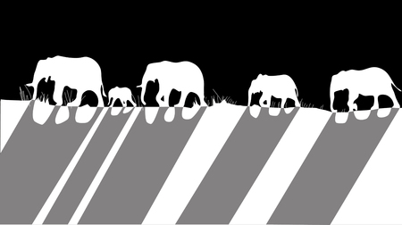 silhouettes of elephants.のイラスト素材