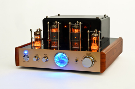 Vacuum tube stereo amplifierの写真素材