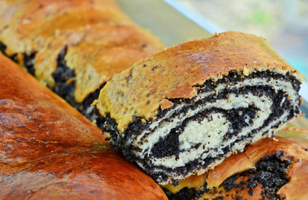 Home baked Poppy Seed Strudelの写真素材