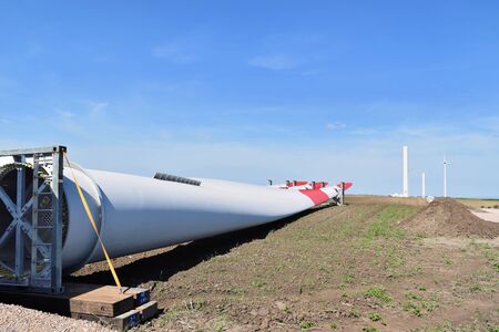 Construction of wind farm in Alibunarの写真素材