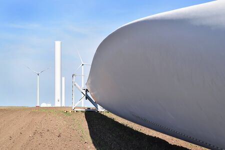 Construction of wind farm in Alibunarの写真素材