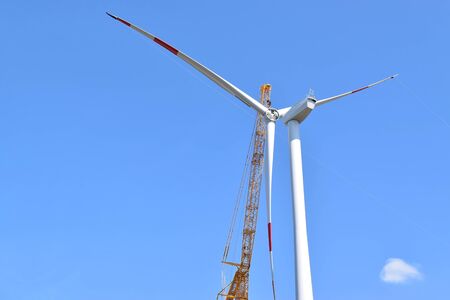 Construction of wind farm in Alibunarの写真素材