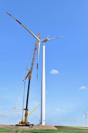 Construction of wind farm in Alibunarの写真素材