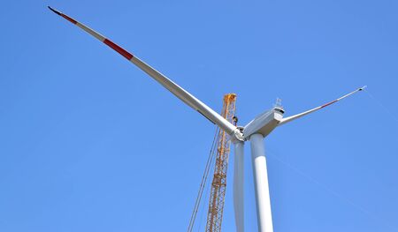 Construction of wind farm in Alibunarの写真素材
