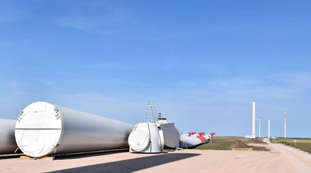 Construction of wind farm in Alibunarの写真素材