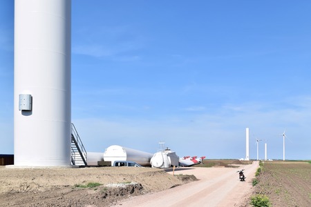 Construction of wind farm in Alibunarのeditorial素材