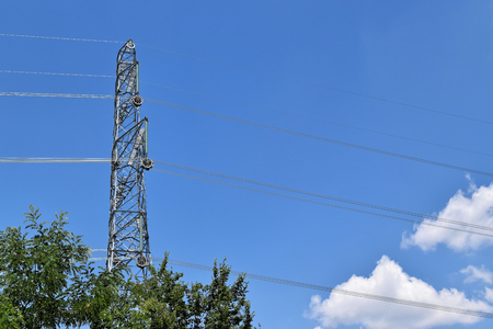 Brand new power lines in construction, wiring workの写真素材