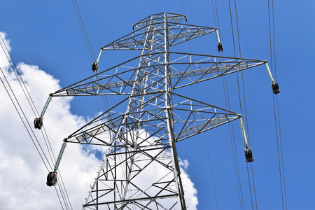 Brand new power line in construction, wiring workの写真素材