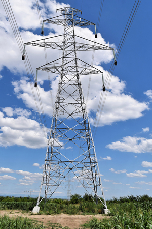 Brand new power line in construction, wiring workの写真素材