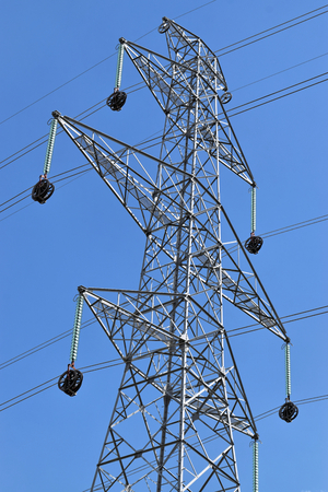 Brand new power line in construction, wiring workの写真素材