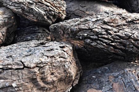 A pile of dry lignite coal ready for heating during winterの写真素材