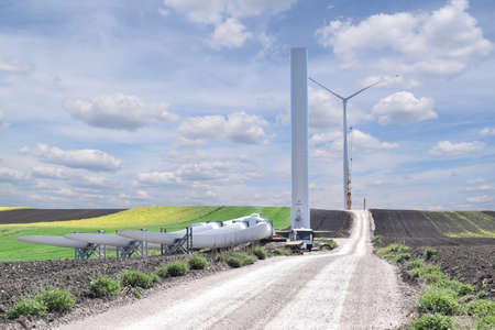 Construction of wind farm in Alibunarのeditorial素材