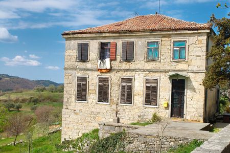 Old villa in Hum, smallest town on Earth located in Istria peninsula, Croatiaの写真素材
