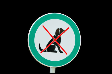 No dogs allowed/forbid for dogs sign - isolated on blackの写真素材