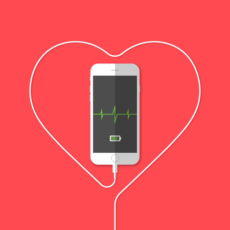 

Phone showing heartbeat sensor . Vector illustration のイラスト素材