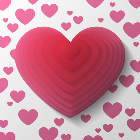 Red heart with the inscription Happy Valentine's Day with shadows.のイラスト素材