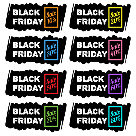 Black Friday sale inscription design template. Set Black Friday banner. Vector illustrationのイラスト素材