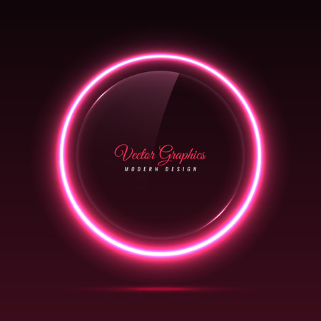 Pink transparent glass circle shaped banner.のイラスト素材