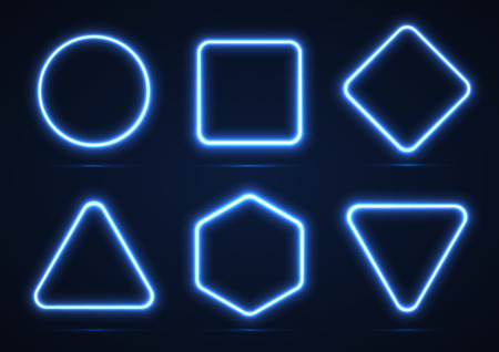 A set of neon geometric shapes.のイラスト素材