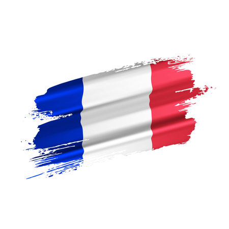 French flag created from voluminous brush strokes, isolated on white background. Vector illustration.のイラスト素材
