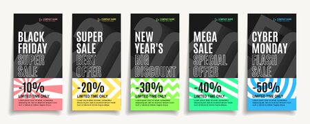 Set of promotional flyers with discounts for any event. Invitation to the saleのイラスト素材