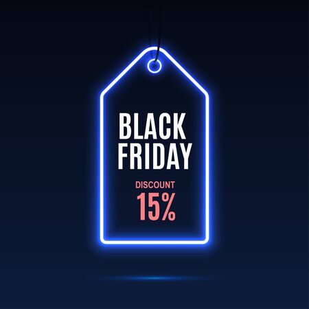 Neon label. Black friday at a discountのイラスト素材