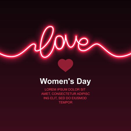 Neon love. Valentines Day. Womens Day. Vectorのイラスト素材
