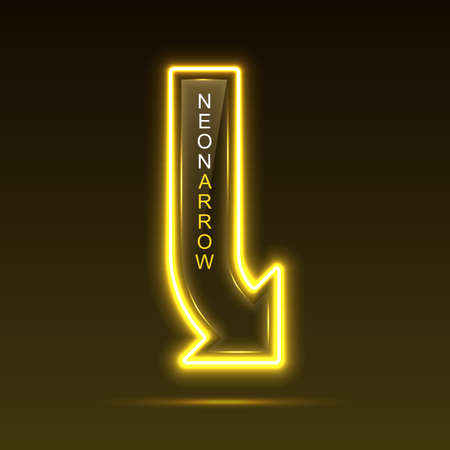 Neon pointer arrow with vertical text. Direction indicator.のイラスト素材