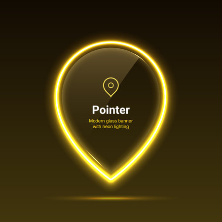 Pointer. Glass banner with neon lighting. Retro futurism. Vectorのイラスト素材