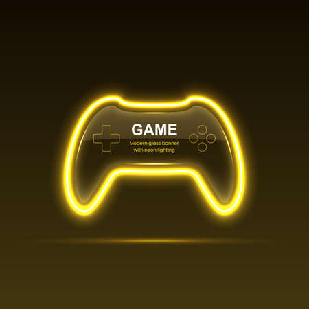 Neon game controller. Gaming gamepad. Vector eps10.のイラスト素材