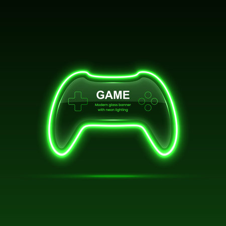 Neon game controller. Gaming gamepad. Vector eps10.