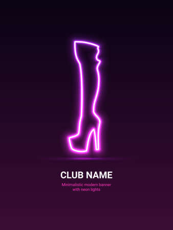Minimalistic banner with neon lights for a night club. Pole dance.のイラスト素材