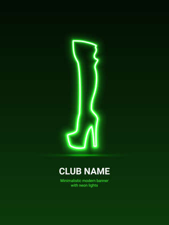 Minimalistic banner with neon lights for a night club. Pole dance.のイラスト素材