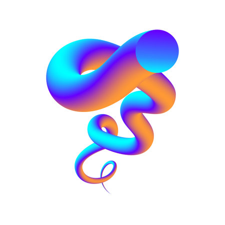 Colorful curve blend shape. Swirling gradient flow. Vector.