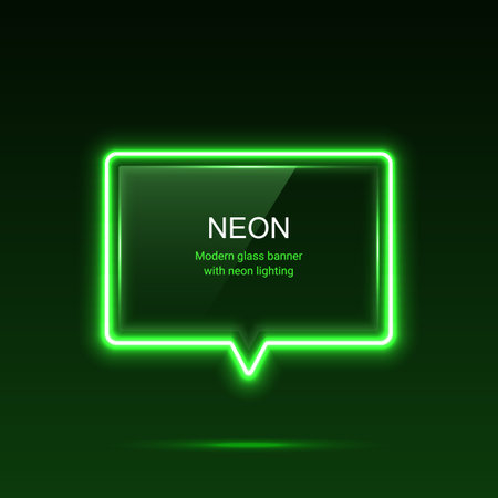 Glass banner with neon lights. Vector illustrationのイラスト素材