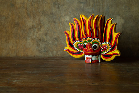 Souvenir wooden mask of the red devil.