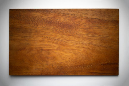 Rectangular mahogany wooden plate on white isolate. Wooden background for text.