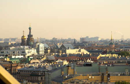 Roofs of houses in St. Petersburg. Urban landscape from the roof. St. Petersburg 12.10.2021のeditorial素材