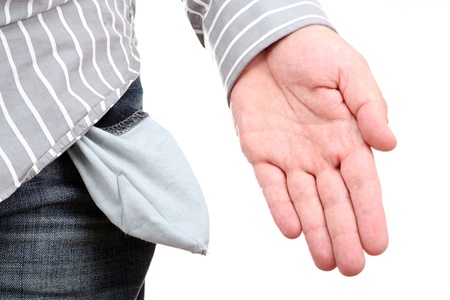 Empty pocket and hand.の写真素材