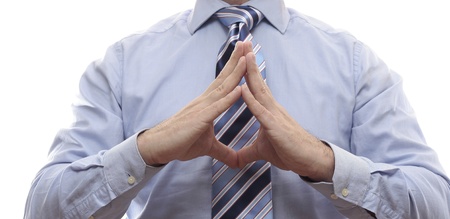 Businessman hands while taking decisionの写真素材