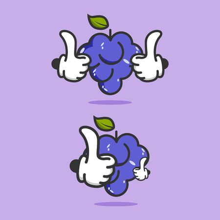 Vector design illustration of the best grape illustrated with a thumbs up. Perfect for food and beverage design icon illustrationのイラスト素材