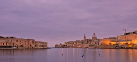 long exposure landscape of Valletta at sunsetの写真素材