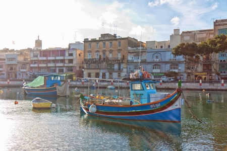 The Luzzu is a famous maltese boatのeditorial素材