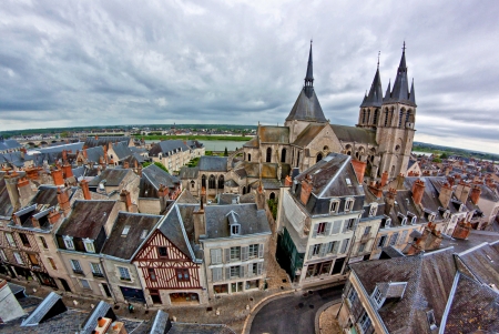 Blois, view from the Castle on a cloudy dayのeditorial素材