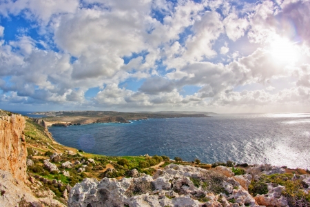 Landscape on Malta island with the sea and a nice skyの写真素材